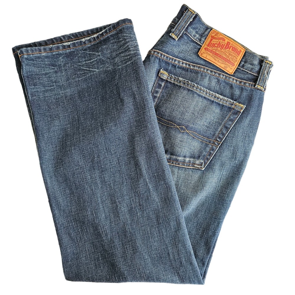 Lucky Brand Straight Relaxed Fit Blue Denim Jeans | Men's 36 x 29